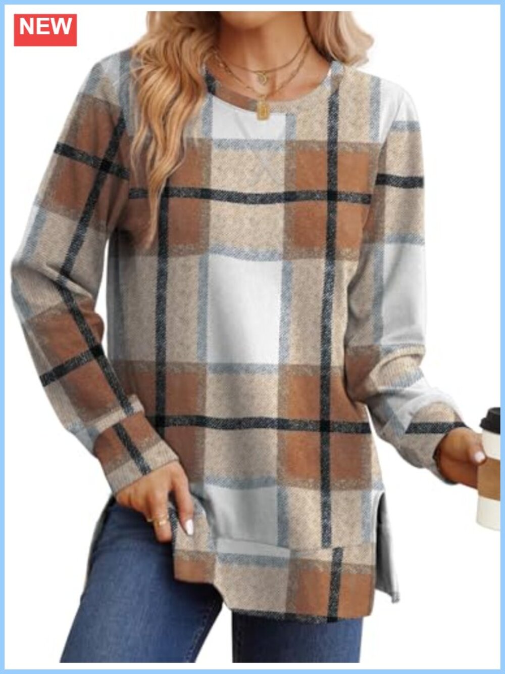 Women's Fall Long Sleeve Sweatshirt Relaxed Fit Side Split